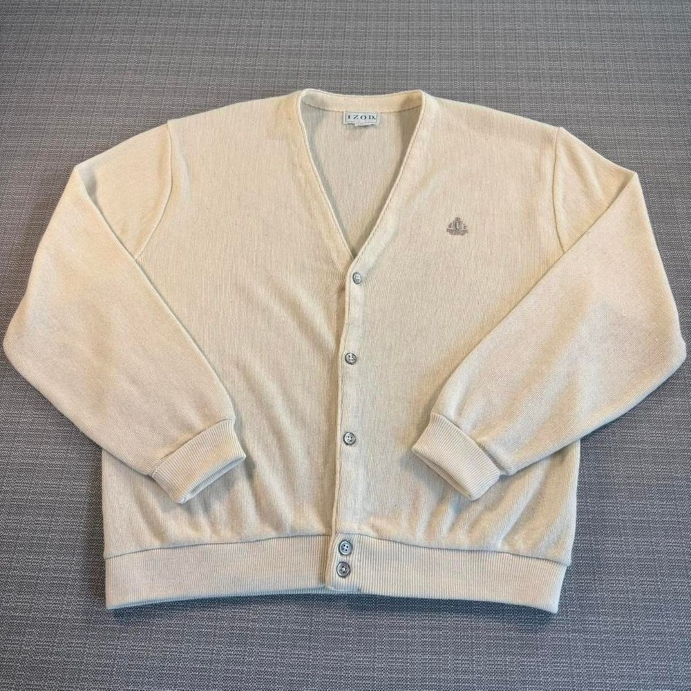 IZOD vintage white cardigan mens XL
